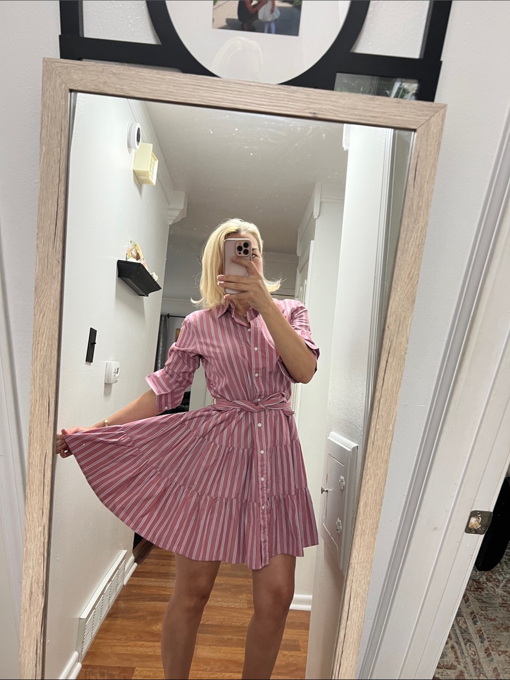 Lauren Ralph Lauren Pink Striped Shirt Dress